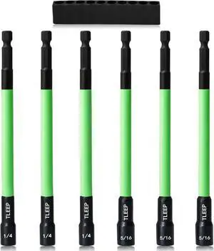 150MM 1/4 5/16 Magnetic Power Nut Driver Set 1/4 Hex Head Drill Bit Set SAE Screwdriver Socket Set Chrome Vanadium Steel Quick Change Chuck Socket Wrench Nut Setters