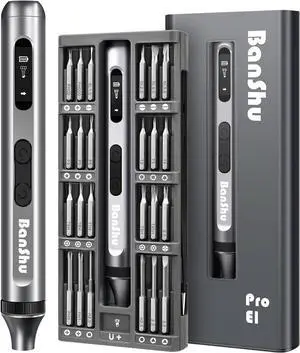 Mini Electric Screwdriver 52 in 1 Precision Screwdriver Set with 48 Magnetic Bits Pry Bar Tweezer LED Light Professional Magnetic Repair Tool Kit for Eyeglasses Watch iPhone Electronics