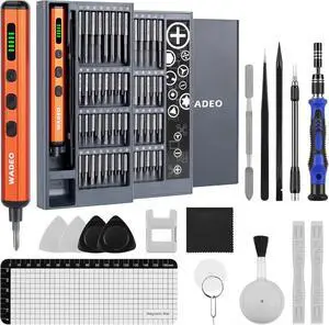 Electric Screwdriver Set 82 in 1 Rechargeable Cordless Screwdriver 64 S2 Preicison Bits 5 Torque Settings 4 LED Lights Precision Screwdriver Kit for PC Computer Laptop Phone RC Drone