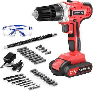 21V Power Drill Cordless Tool Kit Set Electric Screwdriver Cordless Drill with Battery and Charger for Men Home 3/8-Inch Keyless Chuck Variable Speed 24+1 Torque Setting with LED(Red)