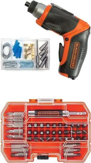 4V MAX Cordless Screwdriver Rechargeable with Screwdriver Bit Set 42-Piece (BDCS40BI & BDA42SD)