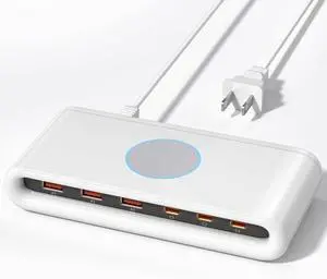 100W USB C Charging Station for Multiple Devices 6 Port USB C Charger Block Fast Charging Dock for iPhone/iPad//Pixel/LG No Wireless Charging