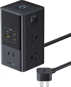 Charging Station 67W 10-in-1 USB-C PD Fast Charging Desktop Charger with 1200J Surge Protection 5ft Extension Cord 6 AC 3 USBC 1 USBA Ports for iPhone 16/15 MacBook Tablet Desktop