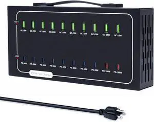 690W USB Charging Station 20 Port Fast Charging Station for Multiple Devices PD 100W USB C Charger Block Smart Power Delivery & Multi Protection for Laptop MacBook iPhone iPad Tablet and More