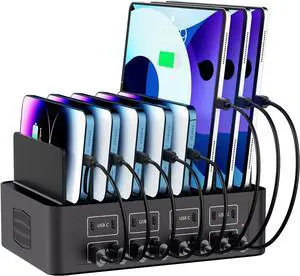 150W/35A Charging Station for Multiple Devices 16 Port USB C Fast Charging Station with Adjustable Dividers - Organizer Charging Dock for Smartphone iPad Kindle Tablet & More