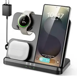 3 in 1 Charging Station for  Wireless Phone and Watch Charger for Galaxy S25/Ultra/S24/S23/Z Flip Qi-Certified Fast Charging for  Watch Galaxy 8/7/6/5 Galaxy Buds 3/2/Pro