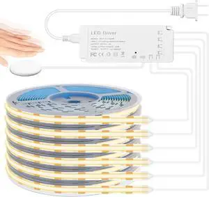 6.56ft COB LED Strip Light 6 Rolls of 3000K Flexible COB LED for Acoustic Panel and Wood Slat Wall Panels Parallel with Dimmable Touch Sensor Switch Cuttable for Wood Slat Lighting Shelf