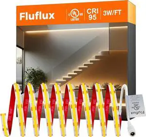 COB LED Strip Lights White 3000K Premium 12V DC Tape Light with Strong 3M VHB Backing CRI 95 UL Listed Cuttable Dimmable for Pros Bedroom Kitchen Cabinets (NO Power Supply)