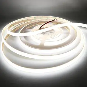 COB White LED Strip Lights 6000K 528LEDs/M 90Ra+ DC12V Silicone Tube LED Lights Strips Outdoor Waterproof IP67 Linear COB LED Tape Light for Garden Backyard Wheel Lights