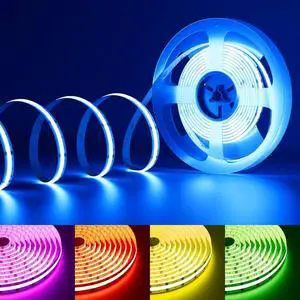 RGB COB LED Strip Light UL Listed 24V Color Changing LED Strip Lights Multicolor Flexible Tape Light for Cabinet Room Bedroom Party DIY Lighting Projects(Power Supply & Controller Not Included)