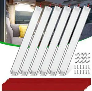 12v LED Interior Light Bar 168LEDs 15.4IN 1700LM 10W DC 12v Volt led Strip Lights with Switch for Enclosed Cargo Trailer Car RV Van Truck Lorry Camper Boat Caravan Motorhome (6Pcs)