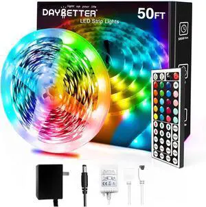 Led Strip Lights 50ft Color Changing Led Light Strip with Remote Control 5050 RGB Strip Lighting Suitable for Home Decor Living Room Kitchen Home Party Decoration