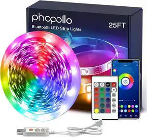 Led Strip Light 25ft led Light Strips with Remote & App Music Sync Mode with Mic Smart Flexible 24V Led Lights for Bedroom Ceiling Party Stairs USB Powered