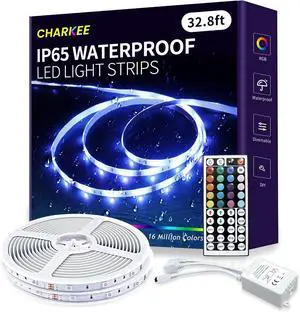 Outdoor LED Lights Waterproof 32.8ft(16.4ftx2) - RGB Color Changing Light Strips with Remote Control 12V Low Voltage IP65 for Bedroom Living Room Garden Patio