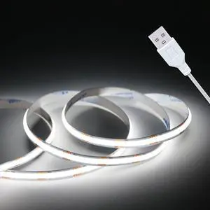 Led Strip Lights 5V USB LED Lighting COB Short LED Strip Light White Flexible Not Dimmable led Light for Display Cabinet Living Room DIY Home COB Lighting Decor tv Lights (3.28FT 6500K)