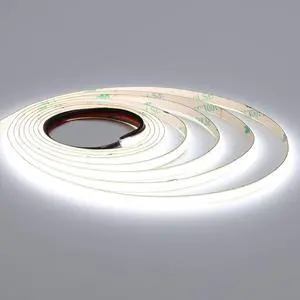 12V Thin 5mm COB LED Strip Light 6000K Cool White 16.4ft Bright 4000Lm CRI>90 Uniform Dotless 400LEDs/M Adhesive Flexible Cuttable LED Tape for DIY Bedroom Under Cabinet Lighting