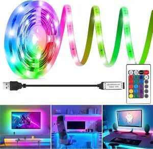 LED Strip Lights 6.56Ft RGB LED Lights Strip for 40-60in TV Backlight RGB Color Strips Light Waterproof IP65 with Remote USB Bias LED Lights Kit for Bedroom PC Monitor Mirror Cabinet Desk