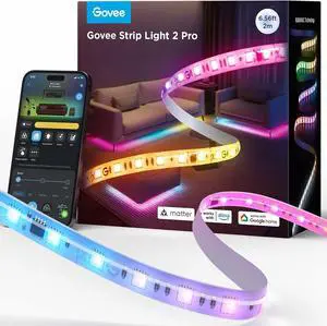 RGBIC Strip Light 2 Pro with Matter 6.56ft Smart LED Strip Lights Compatible with Alexa and Google Assistant Color Changing LED Lights for Bedroom Cabinet Party Gaming Desk Home Decor
