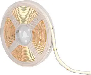 16.5 ft. COB LED Strip Light Spool Plug-in Or Hardwired with Power Supply 3000K Warm White Dimmable Self Adhesive Cuttable Rope Tape Light Roll for Bedroom Kitchen and Mirror