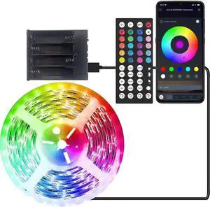 Battery Operated LED Strip Lights 20ft RGB Color Changing Music Sync Remote & App Control for Bedroom Party TV Decor (20ft)