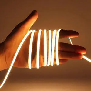 COB LED Strip Light 16.4FT 12V 3000k Narrow Width 5mm Super Bright CRI 90+ Dotless LED Tape Light 400LEDs/M Cuttable Flexible Dimmable Light Strip for Indoor Home Decor (No Power Supply)