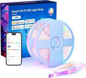 Smart LED Strip Lights Works with Apple HomeKit 32.8ft WiFi RGB Strip Compatible with Siri Alexa&Google and SmartThings App Control Color Changing Led Strips for Home Bedroom Kitchen TV Party
