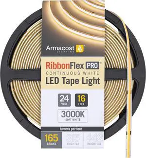 RibbonFlex Pro 24V White COB LED Strip Light Tape 3000K 165 Lumens/Ft 5M 171230