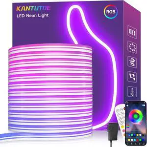 LED Neon Rope Lights 32.8ft RGB LED Light Strip 24V Music Sync App/Remote Control DIY Rope Light IP67 Waterproof Gaming Neon Strip Lights for Bedroom Indoor Oudoor Décor
