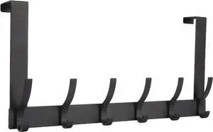 Over The Door Hooks Door Hanger Hooks for Hanging Over The Doors Towel Racks for Bathroom with 12 Coat Hook Coat Rack Dorm Essentials Bathroom Accessories1 Pack Black