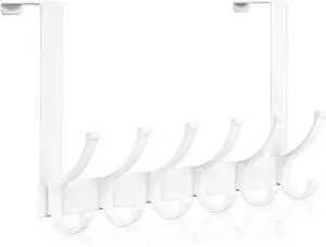 Over The Door Hooks Door Hanger Hooks for Hanging Over The Doors Towel Racks for Bathroom Coat Rack Dorm Room Essentials (1Pack White)