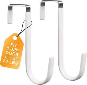 Over The Door Hooks 2 Pack  Heavy Duty Door Hanger Hooks for Hanging Towels Bags Robes Clothes  No Drilling Over Door Hook Dorm Essentials Towel Racks for Bathroom Bedroom Closet