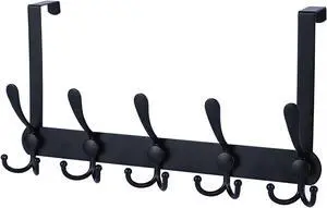 Over The Door Hooks Coat Rack for Hanging Clothes Hat Towel (Heavy Duty Black 1pcs)