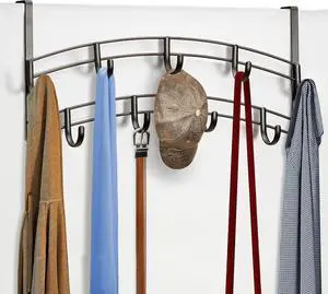 Professional? Home? Over Door Hooks Rack - 9 Hook Over Door Hanger - Over Door Towel Rack - Hanging Towels or Clothes - Bathroom Bedroom or Laundry Room - Lifetime Ltd. Warranty - Bronze