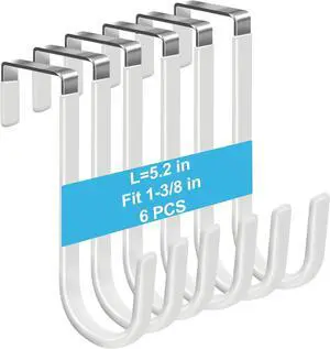 6 Pack Over The Door Hooks Door Hangers Hooks Soft Rubber Surface Prevents Scratches White Door Hooks for Bathroom Living Room Kitchen Hanging Clothes Towels Shoe Bag Hats