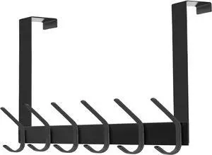 DOKU Over The Door Hook Heavy Duty Over Door Hanger Holder for Coat Robe Hat Clothe Towels Hanging Bathroom Organizer Towel Rack 12 Hooks Matte Black