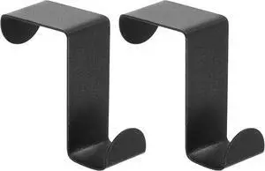 Over The Door Hooks 2pcs - Stainless Steel Door Hangers Hooks S-Shaped Double Hooks for Hanging Clothes Hats Towels (Black)