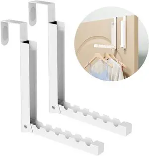 Over The Door Hanger Folding Clothes Drying Rack Folding Hanging Coat Rack for Indoor Laundry Room Compact Small Space Foldable Portable Clothing Hanger Hook Collapsible- 2 Pack