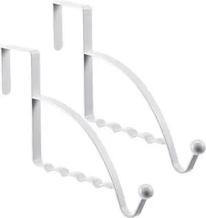 2 Pcs Over The Door Hooks Over Door Hanger Sturdy Valet Hooks Mounted Hanging Storage Organizer Rack for Clothes Coats Towels Hats Scarves Purses(White)