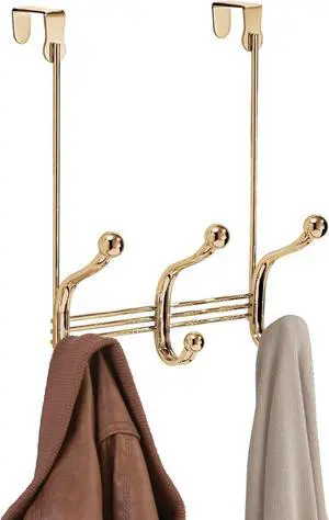 iDesign 3-Double Door Clothes Towels or Accessories-Soft Brass Hook Rack