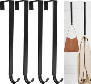 Over The Door Hooks -Adjustable Door Hook Hanger from 15-25 Inch 4Pack Over Door Towel Rack Organizer for Bathroom Heavy Duty Door Hook for Hanging Coat Clothes Hat Wreath Hangers for Front Door
