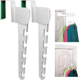 Over The Door 2-Pack Organizer for Clothes Hangers Space-Saving Cascading Hanger Hooks White