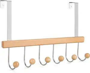 Over The Door Hooks for Hanging Towel Hooks Towel Racks for Bathroom Coat Hooks Coat Rack Over The Door Organizer Hanging Wooden Door Hangers for Coat Towel Hat Purse CT71N