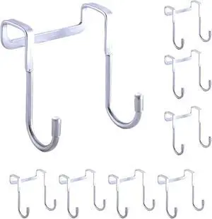 2 Pack Over Cabinet Door Hook & Over The Door Hook Stainless Steel Hanging Hooks for Towels Bags Clothes  Bathroom Door Hooks for Towels Kitchen Cabinet Hooks Wardrobe Hooks Dorm Room Hangers