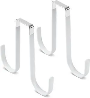 Double Sided Over The Door Hooks for Clothes. Over The Door Hanger Hook Set of Two. Towel Hanger for Bathroom Wreath Hook Coat Rack Hat Organizer or Plant Hooks for Ceiling 2 Pack