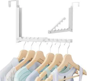 Over The Door Hooks Extended Over The Door Clothes Hanger with 10 Ridges Space-Saving Over The Door Rack Door Hooks for Hanging Clothes Larger Capacity Over The Door Hanger (1 White)