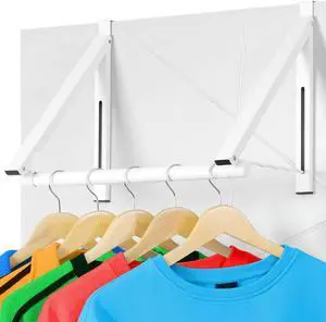 Over The Door Clothes Hanger Foldable Over The Door Hanger Over The Door Drying Rack for Coat Space Saving Small Clothes Rack Door Hangers for Clothing White