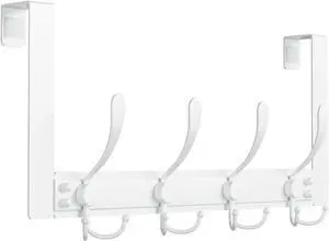 Over The Door Hooks Rustproof - 25lb Heavy Duty Over The Door Towel Rack Door Hanger for Bathroom Coat Rack Dorm Room Essentials (1Pack White)