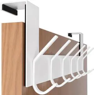 Over The Door Hook - White No Assembly Required Stainless Steel Door Coat Rack for Entryway Over Door Towel Hooks for Bathroom Coat Hooks for Hanging Coats Backpack Jacket Robes