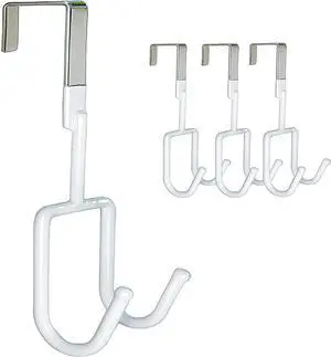 Over The Door Hooks - 4 Packs Over The Door Hanger Soft Rubber Surface Prevent Scratches Heavy-Duty Over Door Hooks for Hanging Clothes Coats Robes Hats Towels (White)