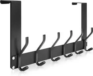 Foldable Over The Door Hooks No Assembly Required Door Hanger Hook Sturdy Over The Door Towel Rack Door Hooks for Hanging Clothes Towels Hats Backpacks Door Coat Hanger Black